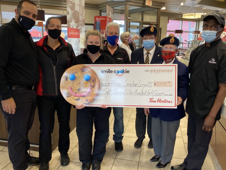 Legion in Kapuskasing gets over $8,100 from Tim’s smile cookie campaign