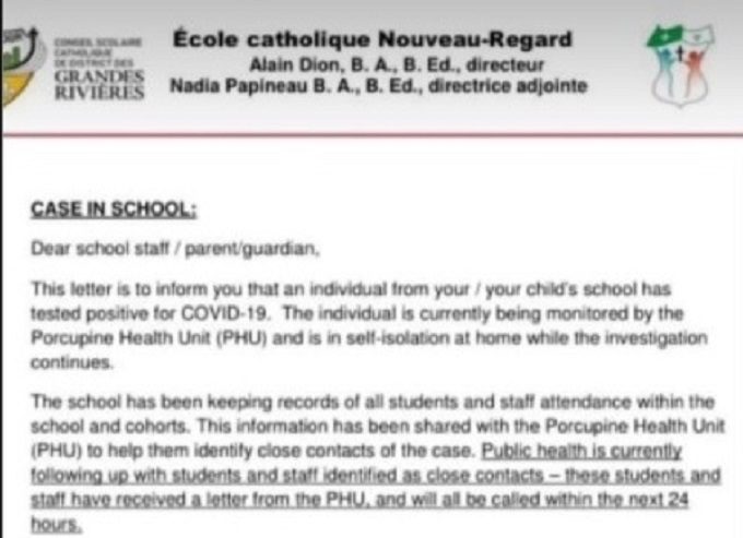 COVID-19 shows up at Cochrane school