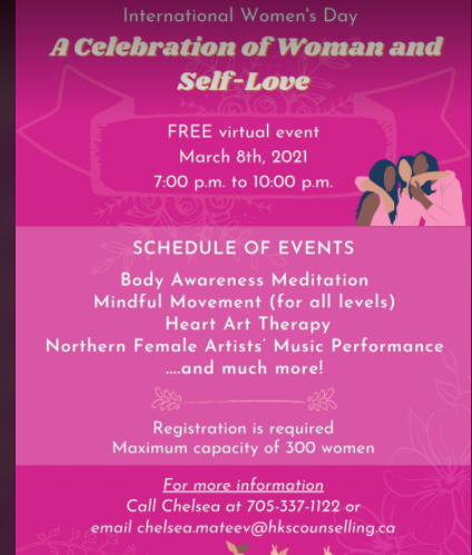 Virtual International Women’s Day program planned for next Monday night