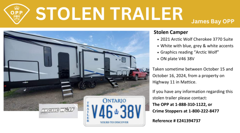 OPP seek assistance in finding stolen fifth-wheel in Mattice