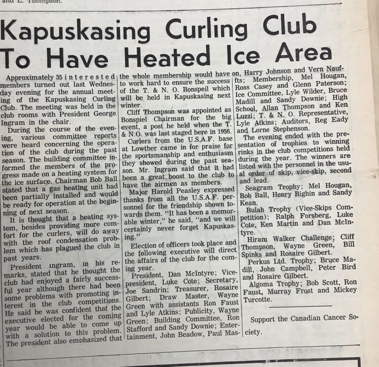 Kap History: Early days of Curling Club