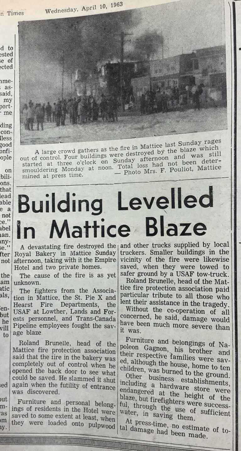 Kap History – Mattice fire from 1963 destroys businesses and homes