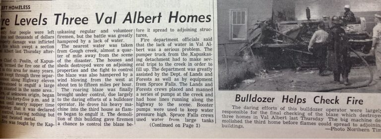Kap History – 1963 fire destroys two homes in Val Albert
